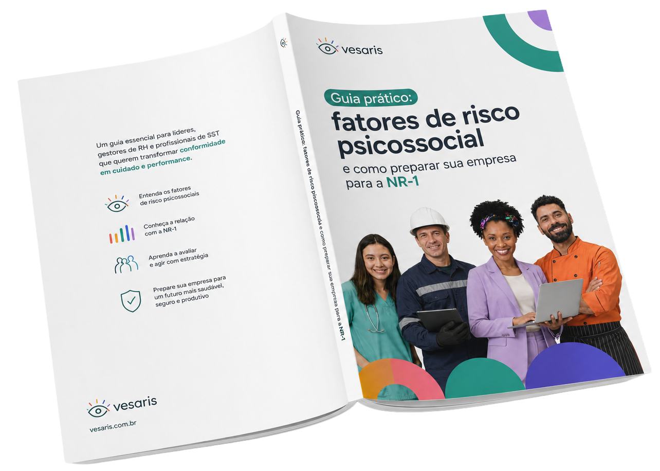Capa do e-book Vesaris sobre riscos psicossociais e NR-1